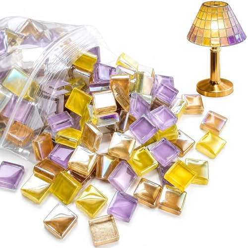 500 G Glass Mosaic Tiles, Mosaic Pieces, Mosaics Tiles Arts and Crafts, Transparent Crystal Mixed Color DIY Material, 1 X 1 Cm Heat Resistant Small Bulk Set Ideal for Modern Decoration Making