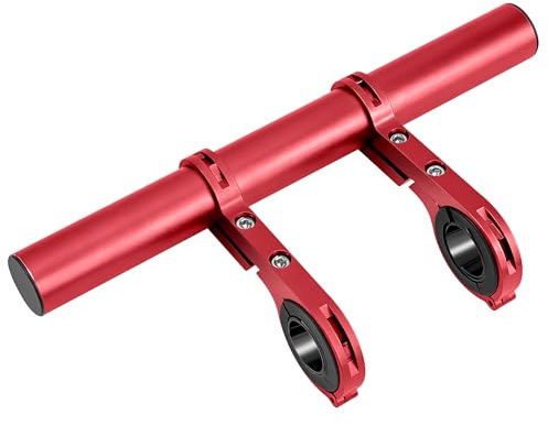 Elegrip Extensor de Manillar de Bicicleta, 20 cm Extensiones extensoras de Manillar de aleación de Aluminio, MTB Soporte de Extensión con Abrazaderas Doble, para GPS Teléfono Velocímetro Faros, Rojo