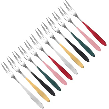 BESPORTBLE Forchette per Dessert in Acciaio 304 Set da 12 Pezzi Forchettine per Antipasti e Snack Design Ergonomico Resistenti per Feste Matrimoni e Uso Domestico