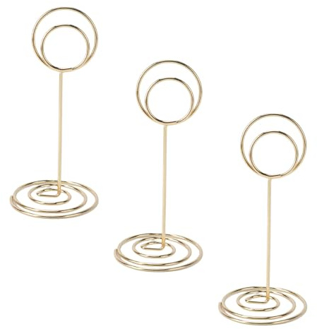 SUPYINI 20 stycken bordshållare, minimalistisk, unik design, 85 mm rund bordskorthållare av järn för bröllop, fest, examen, kontor, med bred bas för (guld)