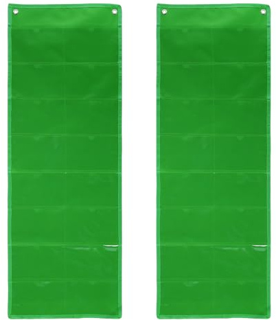 PATIKIL 2 Piezas Funda Organizadora De Tarjetas índice 16 Ranuras Verde | 4 x 6, Para Tarjetas, Funda Organizadora De PVC Transparente Con Bolsillos Colgantes
