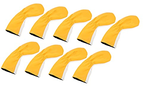 9 Fundas para Palos de Golf, Fundas Protectoras de Cabeza de Hierro con Bordado de Perro de Dibujos Animados, Cubiertas de Hierro de Golf Suaves e Impermeables con Signo de número (Amarillo Blanco)