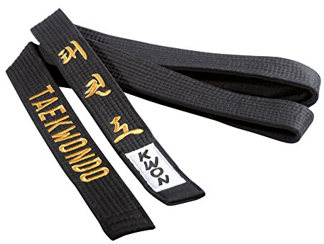 Schwarzer Taekwondo Gürtel 4 cm mit Bestickung (300)