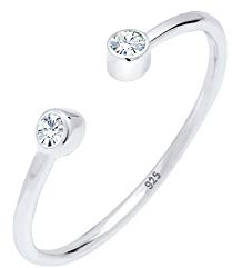 Elli Ring Damen Solitär Statement mit Kristalle in 925 Sterling Silber