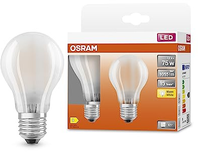 Osram LED Star Classic A75 LED Lampe für E27 Sockel, Birnenform, mattes Glas, 1055 Lumen, warmweiß (2700K), Ersatz für herkömmliche 75W Glühbirnen, nicht dimmbar, 2er-Pack
