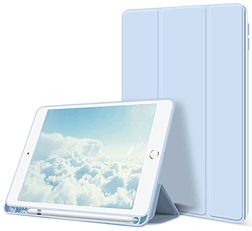 ZOYU Case for iPad Air 3rd Generation 10.5 Inch 2019, Slim Lightweight Trifold Stand Smart Case with Pencil Holder, Soft TPU Back Cover [Full Body Protective], Auto Sleep/Wake, Light Blue
