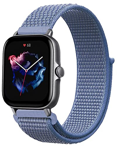 Niboow 20 mm armband för Amazfit GTR Mini/GTS 4/GTS 3/GTS 4 Mini/GTS 2 Mini/GTS 2e/GTS 2/GTS/GTR 42 mm, herr dam nylonarmband för Amazfit Bip 3 Pro/Bip 3/Bip S/Bip Lite/Bip U Pro, 20MM, Nylon