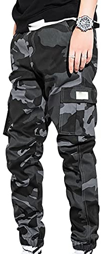 Pantalon Cargo Homme Camouflage Pantalon de Travail Jogging Homme Pa'talon Cargo Pants Pantalon Détente Militaire Tactique Multipoches Homme Streetwear Décontracté Grande Taille Jogger Cargo Gris 6XL