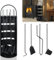 ACXIN Juego de utensilios para chimenea de acero inoxidable, buena resistencia al calor, incluye escoba, alicates, pala de ceniza, atizador, color negro