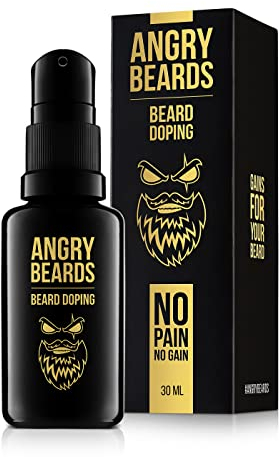 Angry Beards Grow Oil, prodotto per la crescita della barba, siero, favorisce la crescita della barba, contiene oli naturali, vitamine e minerali, effetto riscaldante, speciale bottiglia airless |