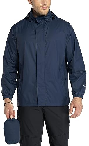 33,000ft Packable Rain Jacket Men's Lightweight Waterproof Rain Shell Jacket Raincoat with Hood for Golf Cycling Windbreaker