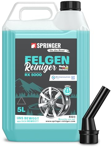 SPRINGER RX5000 - - Felgenreiniger 5L - - Made in Germany - - Felgenspray säurefrei & materialschonend - - Gut haftende Gel Formel - - Mit Wirkindikator - - Für alle Felgen