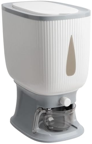 Taylor & Brown Rice Dispenser 10kg, Rice Storage Container Large Sealed Grain Container with Lid Measuring Cylinde Moisture Proof Cereal Dispenser