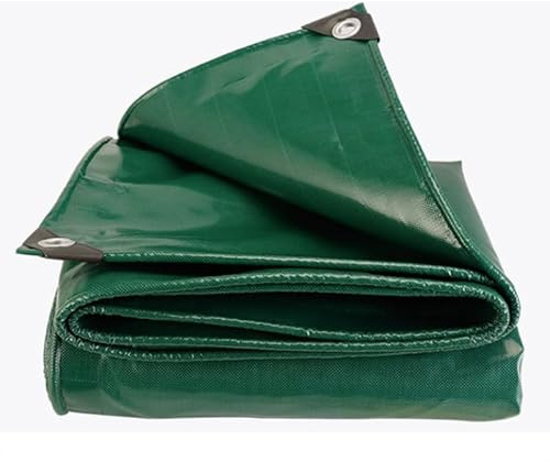 Jianyana Tela con occhielli rinforzati, 440 g/m², verde e impermeabile, con 10 m di corda di ancoraggio（1×2m）