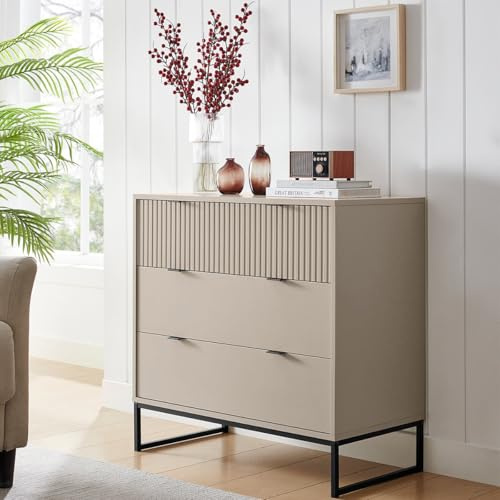 Melody Maison Large 3 Drawer Chest of Drawers - Hesley Taupe Stone Range