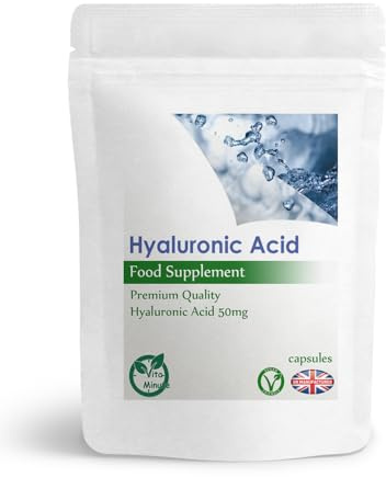 100 x Hyaluronic Acid 50mg Capsules | Anti Ageing Properties, Skin, Bones and Hair Care | Vegan
