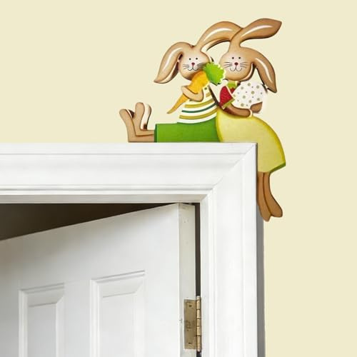 Cornice decorativa per porta, Pasqua, decorazione pasquale, telaio della porta in legno, divertente coniglietto pasquale, decorazione angolare per porta, coniglio, decorazione pasquale per porta