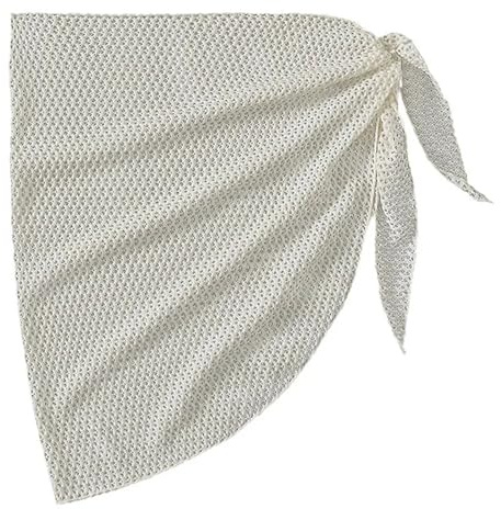 Bikinikjol strandkjol sexig transparent skulpterad knuten solskydd wrap bikini kjol, Milky White, L