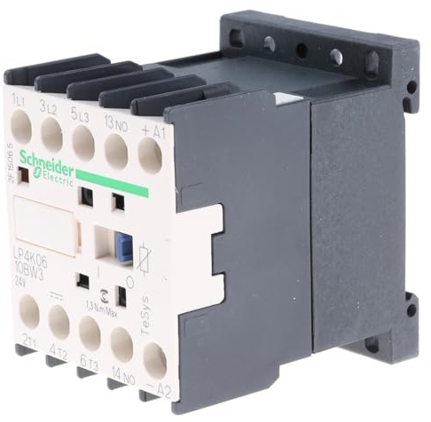 Schneider Electric, TeSys K contactor - 3P - AC-3 <= 440 V 6 A - 1 NO aux. - 24 V DC coil, LP4K0610BW3