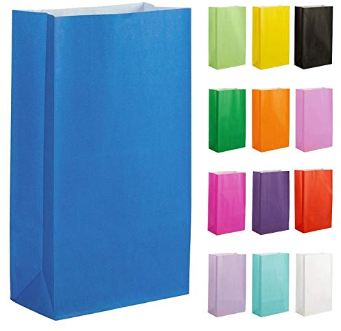 Thepaperbagstore 15 Papperspåsar för fester, konfektyr och presenter - blå - 140 x 245 x 70 mm