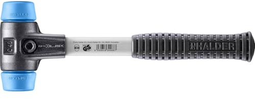 Halder Simplex Soft-Faced Mallet 3001.040 – TPE–Soft Inserts, Reinforced Cast Iron Housing, Fiber Glass Handle with Non-Slip Rubber Grip, 40mm, 1.9 lbs.