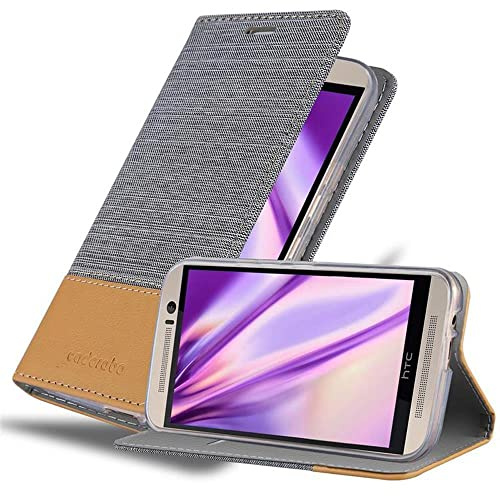 Cadorabo Hülle kompatibel mit HTC ONE M9 aus Premium Jeans und Kunst Leder Flip Klappbare Stoßfeste Magnetische [Standfunktion] [Kartenfächern] Cover Hülle für HTC ONE M9 Tasche in Grau