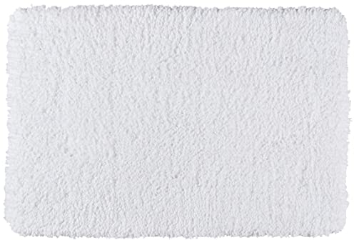 WENKO Badteppich Belize Weiß, 70 x 120 cm - Badematte, sicher, flauschig, fusselfrei, Polyester, 70 x 120 cm, Weiß