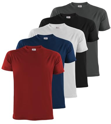 ALPIDEX Magliette Uomo Set 5 Basic Manica Corta 100% Cotone Fire L