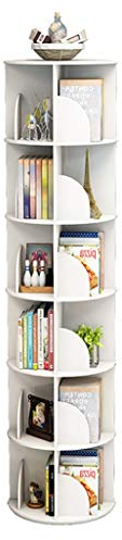 Bibliothèques Drehbares Bücherregal, um 360 Grad drehbar, Tischständer, Standregal für Boden, Couchtisch, mehrstöckig, Farbe: Weiß, Größe: 40 x 190 cm