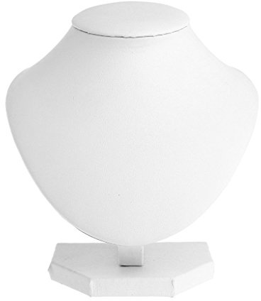 Manyao Halskette Kette Schmuck Display Stand, Bust Neck Display Standhalter, Kunstleder Schaufensterpuppe, Weiß