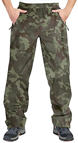 33,000ft Men's Waterproof Trousers Lightweight Breathable Rain Overtrousers with Zip Pockets, Outdoor Windproof Rain Over Pants for Golf Hiking Fishing Cycling