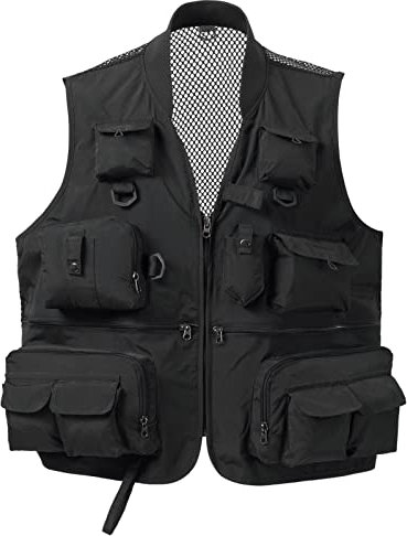 Bassdash Vielseitige Anglerweste Herren Damen Angelweste Mesh Back Weste zum Angeln Jagd Wandern Camping Fotografie