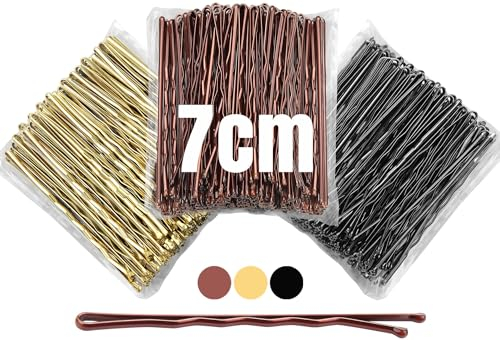 Mbmomnus - Lot de 150 pinces à cheveux pour femme - 7 cm - Longues pinces Kirby - En métal - Idéales pour tous les types de maquillage et de coiffure (noir, marron, doré)