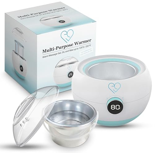 Chauffe-gel et huile de massage électrique multi-usages, fondoir à cire, avec pot de chauffage en aluminium 500ml, bouton de réglage de la température de 35°C à 125°C, avec écran LCD