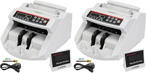 BuoQua Conta Banconote Denaro Contatore Con Display LED Contabanconote Professionale Con Rivelatore di Banconote False, UV/MG, 1000 banconote/minuto, Conta SOLO Numero di Fogli (Confezione da 2)