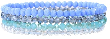 GoPaw Damen Kristall Perlen Armband,Mehrschichtiges Steine Armband,Damen Kristall Perlen Armband,Paar/Freundschafts/Partner Armbänder (Blau 6)