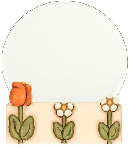 THUN, Specchio da Appoggio in Ceramica Decorata a Mano, Linea Happy Country, Idea Regalo per la Casa, Ø 20 cm