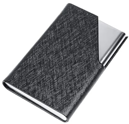 AEIOPRS 1 Pcs Porte-Cartes de Visite Mince Cuir PU Porte-Cartes Nominatif pour Hommes et Femmes Noir
