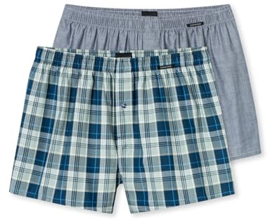 Schiesser Herren 2 Pack Boxershorts Baumwolle Web Multipack - Webboxer, Sortiert 9_182428, 7