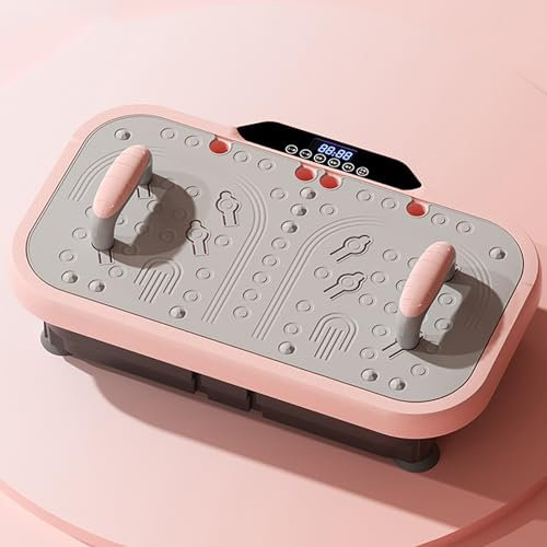 Vibration Plate Exercise Machine, Vibration Plate for Lymphatic Drainage，Full Body Workout Vibrate Fitness Platform with Detachable Push-up Hand Bars, 180 Levels, 150KG/330lbs Weight Capacity(Pink)