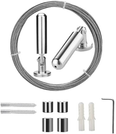 Haoruifu 5 m Wall Mount Set, Curtain Wire Rope Stainless Steel Curtain for Curtain, Photo Wire, Washing Line, Tension Wire, Tension Wire, Shower Curtains