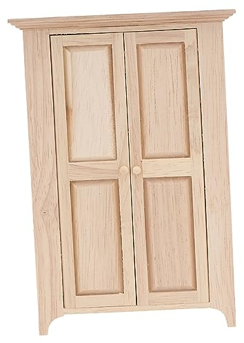 Yardwe Puppenhaus Kleiderschrank Holz, 11.3 x 5.6 x 16.6 cm, Synthetischem Material, Miniatur MöBel Schrank