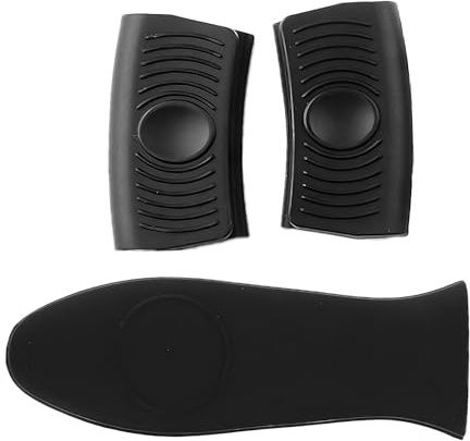 DOETYD 3 Pack Silicone Pot Holder, Pan Handle Cover, Heat Resistant for Cast Iron Skillets, Frying Pans, Griddles(Black)