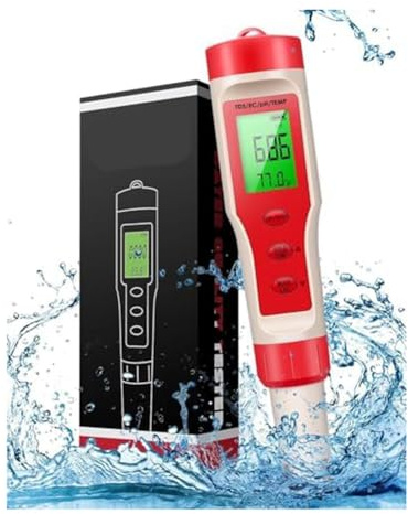 Giwnhvx 4-in-1 PH Meter, PH Meter, Digital PH Tester 0.01 High Accuracy with 0-14 PH Measurement Range,for Household Drinking Easy Install