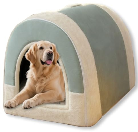 Großes Hundehaus, 2-in-1-Bett mit Dach, faltbar, beruhigendes Hundebett, Sofa, beruhigende Hundehöhle, Haustierzelt, Bett, abnehmbar, waschbar, Anti-Angst, 65 x 53 x 50 cm, XL, B)