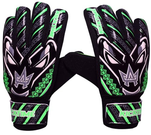 YSCARE Fußball Torwarthandschuhe Fußballtorwart für Jungen Kinder Erwachsene Fußball Torwarthandschuhe Schutz Für Training und Spiel (Grün, Größe 5 geeignet für 9-12 Jahre)