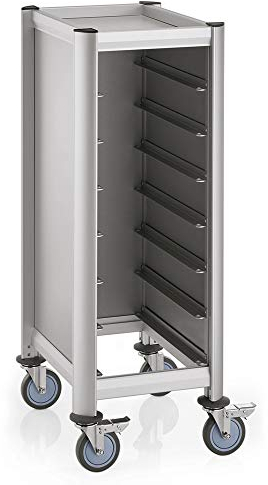 WAS 1955 507 Chariot en Aluminium GN avec Panneaux latéraux en MDF 1/1 GN, 26,5 kg Capacité 60 x 44,5 x 125 cm