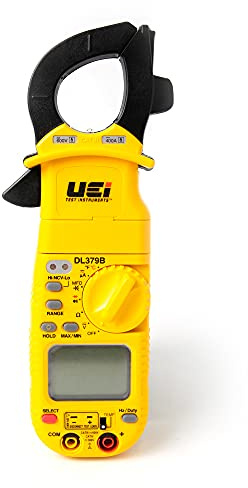 UEi DL379B Digital Clamp Meter Auto Ranging, HVAC Current Voltage Tester w/Magnetic Mount, Measures AC Amps AC/DC Volts Temperature Capacitance Frequency Diodes Duty Cycle Continuity Resistance NCV