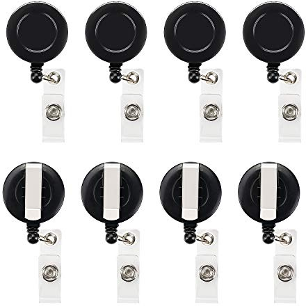 JANYUN 50 Pcs Retractable Badge Reel Clips Holder for Hanging ID Card Name Key Chain (Black)