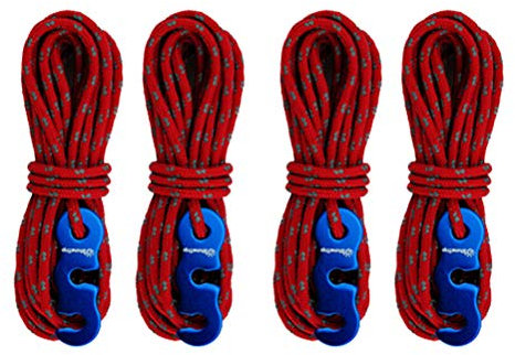 VORCOOL Abspannseile Leuchtend Reflektierend Zeltschnüre Zeltheringe 4 Stück (Rot)